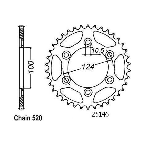 Couronne compatible avec la marque Ducati 900 Monster Z3 - 520 - 39 Dents - Similaire JTR735