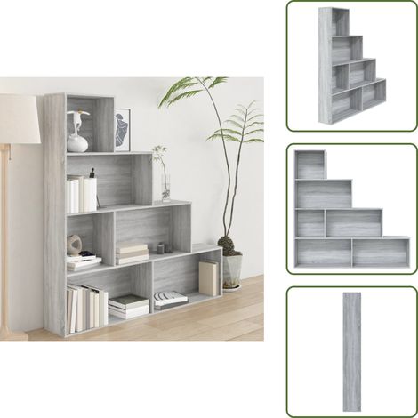 Bücherregal Grau Sonoma 155x24x160 cm - Bücherregal - Regal - Wohnraumgestaltung - Aufbewahrungslösung - Grau (1/5)