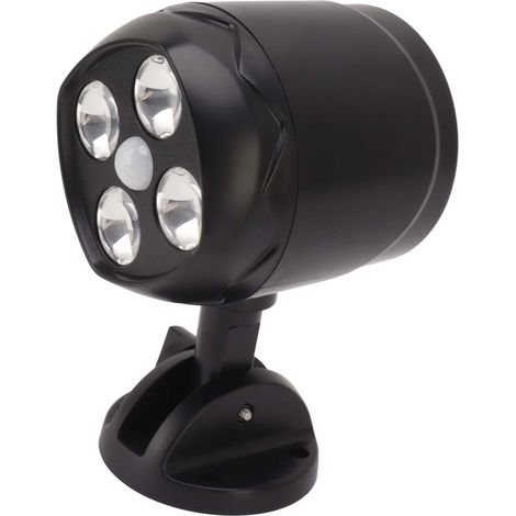 Projecteur LED extérieur étanche à 4 spots, fixation murale, rotatif, avec détecteur de mouvement pour jardin. (1/5)