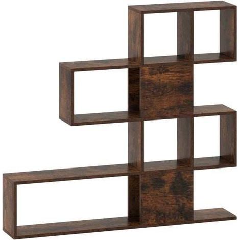 Bibliothèque d'affichage et de rangement 5 niveaux pour maison et bureau - marron rustique (1/5)