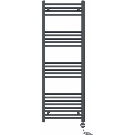 NRG Prefilled Thermostatic Electric Straight Heated Towel Rail Radiator 1400 X 500mm Anthracite (1/5)
