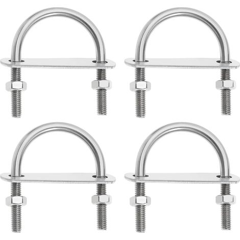 Lot de 4pcs Boulons en U Ronds M8 en Acier Inoxydable 304 Largeur de Rainure 26mm avec Écrous et Plaques Arrière pour Fixation de Pièces de Verrouillage Rondes ou Rectangulaires (1/5)