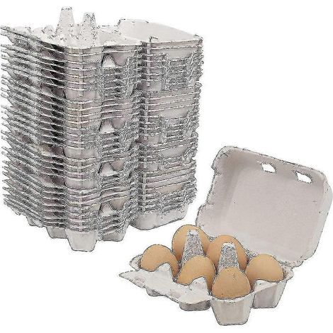 Boîtes à œufs écologiques en fibres de pâte, paquet de 30, emballage en vrac de 6 boîtes pour marché fermier (1/4)