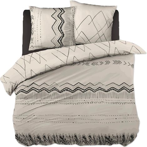 BELEM - Parure de Lit Coton Motifs Ethniques Housse de Couette 200x200cm + 2 Taies d'Oreiller (1/5)