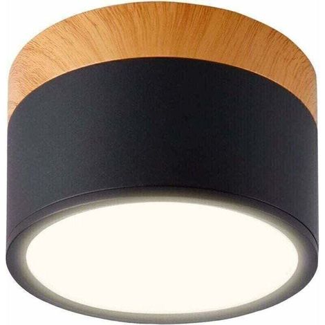 Spot LED rond pour plafond, aluminium, 7 W, Ø 110 mm, 230 V, pour couloir, chambre, salle à manger, cuisine, salon - Noir mat/Blanc chaud 3000 K (1/4)