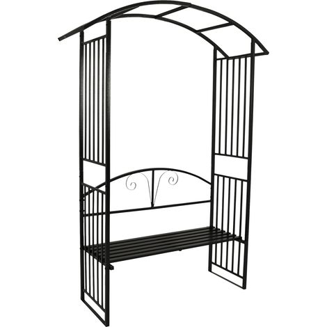 Rosenbogen AVIGNON 220x155cm mit Sitzbank, Metall schwarz (1/5)