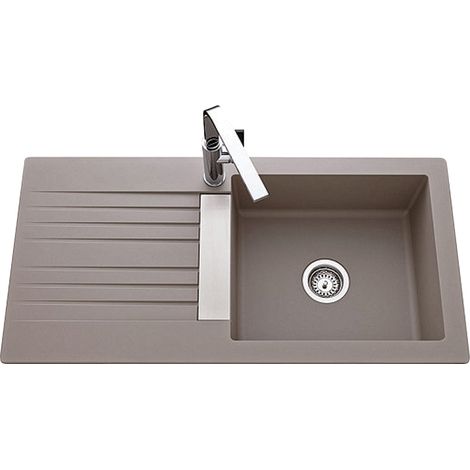 Évier de cuisine 1 bac Naturalite TREVISE – L 1000 x l 500 x P 185 mm – Noir – Meuble sous-évier 60 cm – Js Schock (1/7)