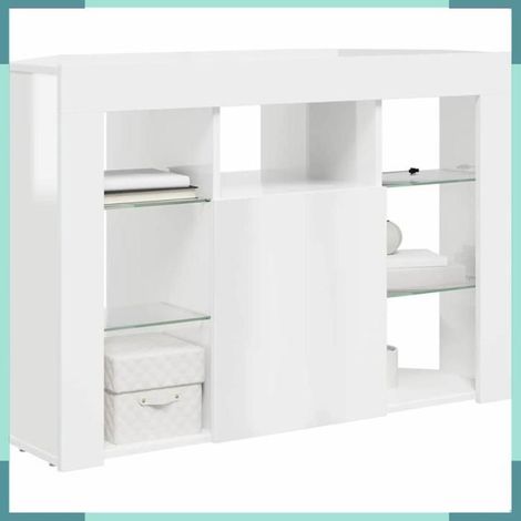 889789 Meuble TV LED d'Angle Montage mural Blanc brillant 100x40x68cm (1/5)