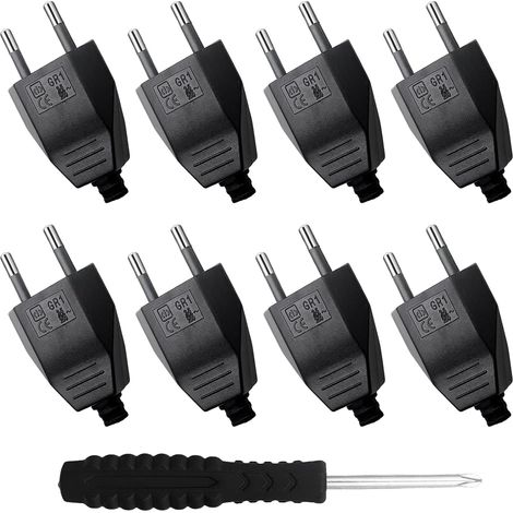 8 Pièces Fiches Plates Européennes avec Tournevis Fiche d'Alimentation Plate 220V 2,5A Prise Electrique Flat pour Intérieur Appareils Electroménagers (1/5)