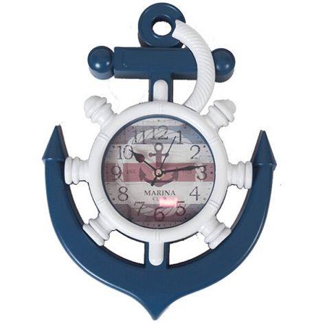 Reloj de pared ancla marina 33x24 cm Azul (1/2)