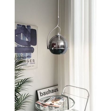 Lustre Globe En Verre Suspension E27 Lampe Led Suspension Ajustable Argent (1/2)