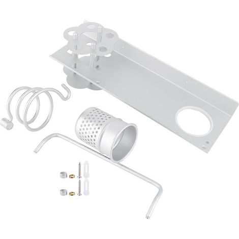 Wandmontierter Handtuchhalter aus Aluminium für Badezimmer, Ablage mit Taschentuchbox, Hängeaccessoires-Set, silberfarbene Ausführung, robust und modern. (1/5)