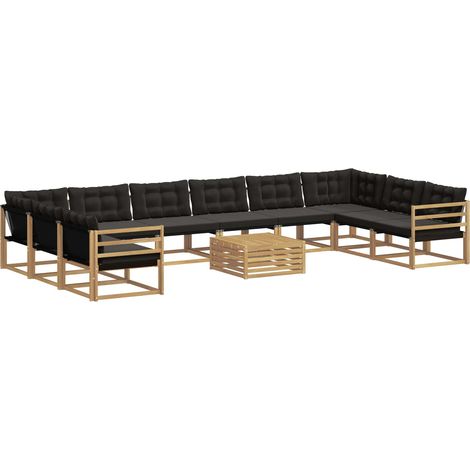 Outdoor Sofa Set with Cushion 11 pcs White and Black vidaXL (1/5)