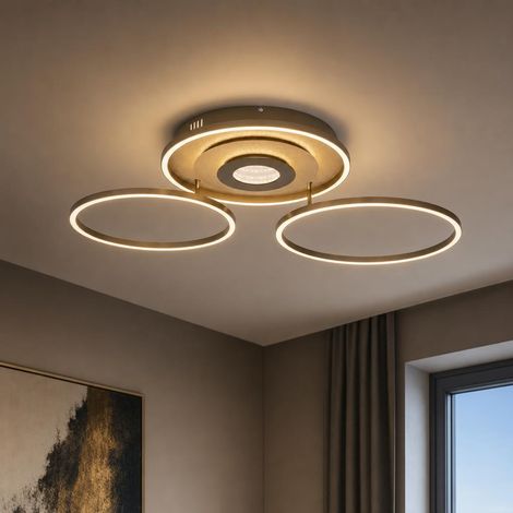 Lampada da soffitto a LED, lampada da soggiorno, dimmerabile, color champagne, metallo, L 99,2 cm (1/5)