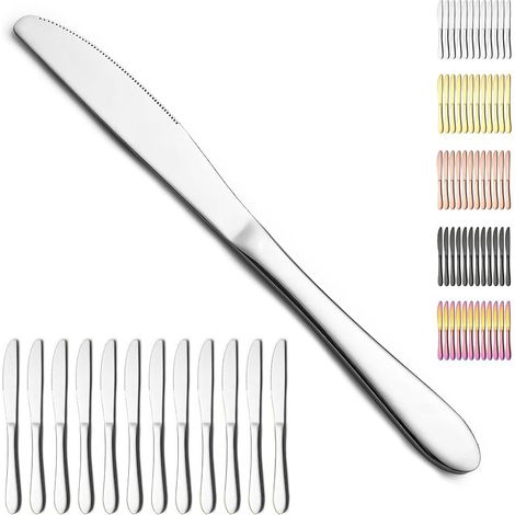 12-teiliges Tafelmesserset, lebensmittelechte Edelstahl-Buttermesser, Speisemesser für die Gastronomie, spülmaschinenfest (1/5)