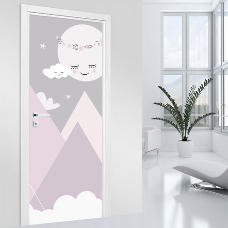 Stickers pour porte Enfants - Montagnes - 63 x 205 cm - Adhésif MAT (1/2)