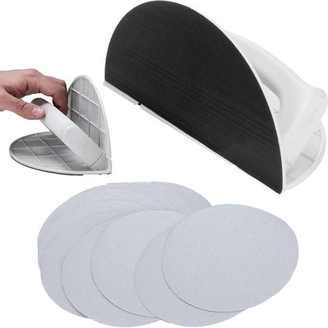 Cale a Poncer Angle, Ponceuse d'Angle Semi-Circulaire Multifonctionnelle, Ponceuse à Main Professionnelle Papier Abrasif Remplaçables, Outil Poncage Bois pour Le Travail Du Bois Les Murs