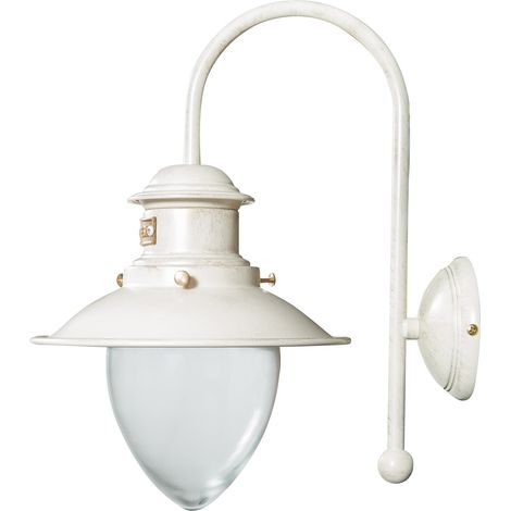 Wandleuchte aus Messingguss im Alte Marine Stil, weiß patiniert, veraltet L30XPR22XH37 cm. Made in Italy