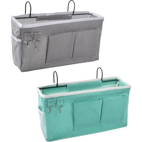 2-teiliges Nachttisch-Aufbewahrungstaschen-Set, Nachttisch-Organizer, Aufbewahrung für Hochbetten, Hängende Nachttischtaschen für Betten