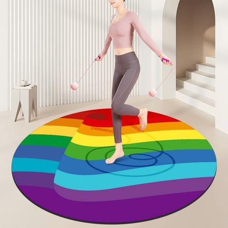 HSS-Tapis de gym à domicile, tapis absorbant les chocs et le bruit pour salles de sport,convient pour la corde à sauter et les exercices cardio - rond de 100 cm de diamètre-140x140cm