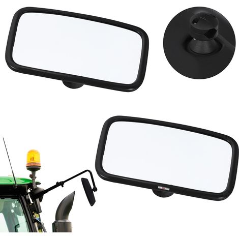 KOTARBAU® Kotarbau® Miroir Retroviseur Exterieur - Retroviseur Tracteur 25x16,5 cm Lot de 2 - Retroviseur Tracteur Agricole - Rétroviseur Convexe de Tracteur avec Support Pour Bras ⌀ 10-24 mm - Pvc -