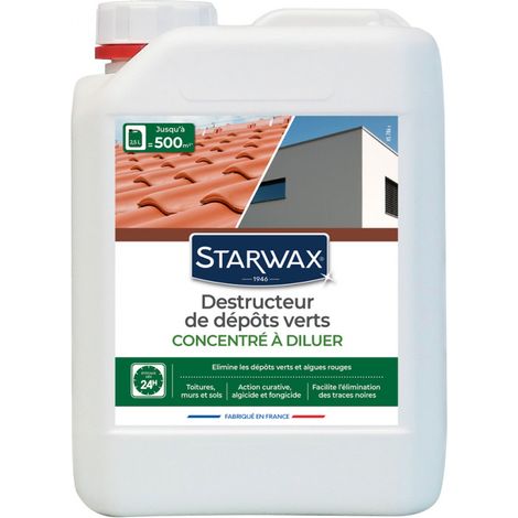 Starwax – Destructeur de dépôts verts concentré à diluer 2,5L – Antimousse pour toit, mur et sol – Efficace dès 24h, sans javel