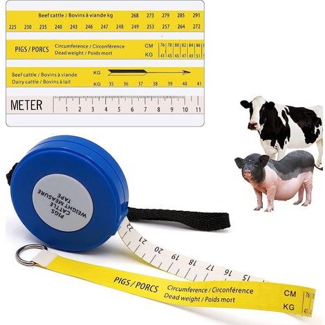Retractable Cattle Measuring Tape, 150 cm, ABS Plastic and Fiberglass, for Animal Weight (1/5)