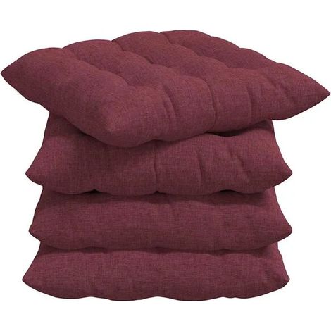 Ensemble de quatre coussins de siège, rouge Bordeaux, 40 x 40 x 6 cm, tissu. (1/5)