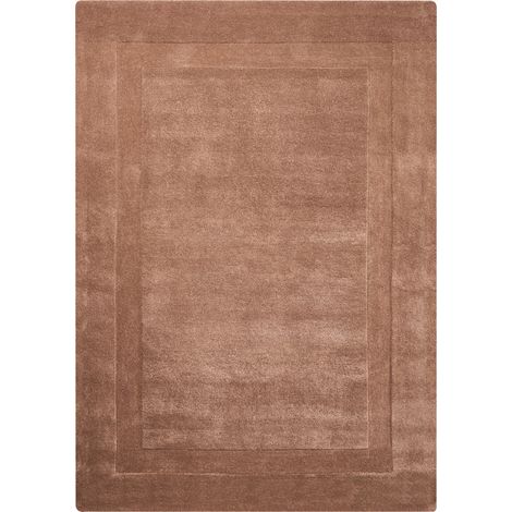 Alfombra decorativa de lana rectangular tejida a mano 160 x 230 cm marrón Kargil