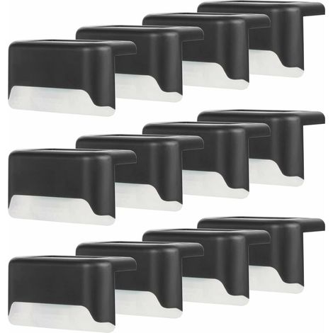 Luces solares impermeables para vallas, terrazas y escaleras. Luces solares LED IP65 para jardín, patios y escaleras (luz cálida, color negro, 12 unidades).