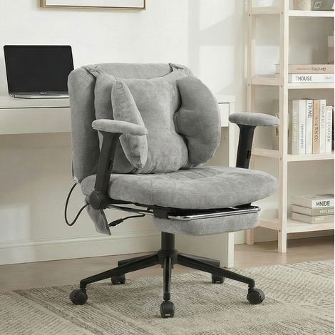 Silla de oficina con reposapiés, altura ajustable, 150 kg, gris OKMYHOME (1/5)