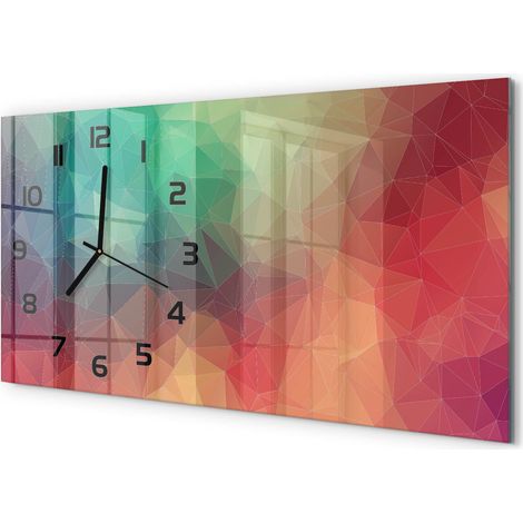 Horloge Murale Panoramique 60x30 cm en Verre Trempé Silencieuse Design Moderne Arrière-plan géométrique (1/5)