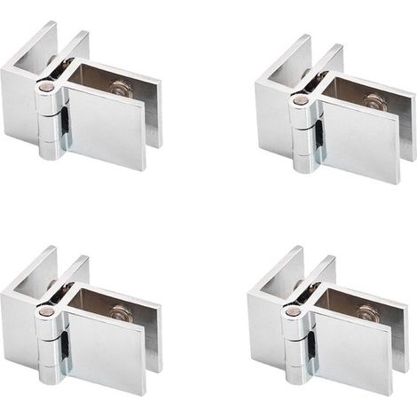 Bisagras, 4 piezas, Bisagra para puerta de cristal, Aleación de zinc, Clip de montaje para cristal de vitrina, vinotecas, 542421,5, Plateada (1/5)