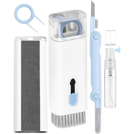 Kit de nettoyage 7 en 1 pour clavier, téléphone, tablette et appareil photo, bleu et blanc (1/5)