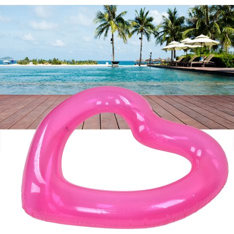 [Flotador de piscina] Ligero y romántico, flotador con forma de corazón hecho de PVC rosa para viajes de verano a la piscina, se entrega desinflado – 120 x 90 cm antes de inflar, 110 x 90 cm después d (1/5)