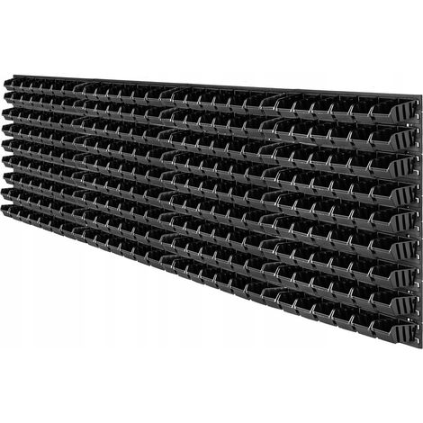 KADAX Werkstattwandregal, Wandplatten, 232 x 78 cm, Schwarz, 252 tlg.