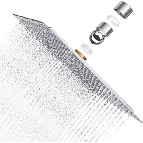Soffione doccia Krobec Stronger, quadrato da 8 pollici in acciaio inox AISI304, getto a pioggia ultra sottile 20x20 cm, soffione fisso con trattamento anticalcare. (1/5)