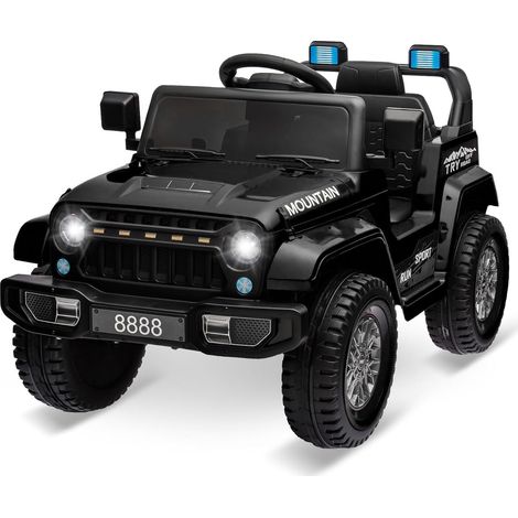 12V Kinder Elektroauto Für Kinder Mit 2,4-Ghz-Fernbedienung, Drei Einstellbaren Geschwindigkeiten, Led-Lichtern Und Musik, Vierradfederung, 3+ Jahren(Schwarz) (1/5)