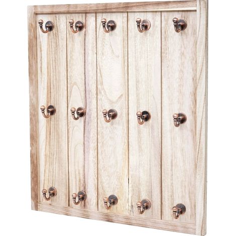 Tassenhalter Monaco, Hängeregal Tassenbrett Wandboard, Shabby-Look Vintage 50x45x5cm natur