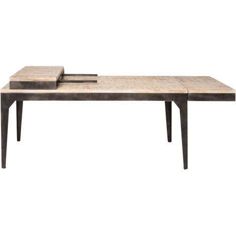 Made In Meubles – Table de salle à manger industrielle 180x90 cm – Bois de manguier massif blanchi – Structure métal gris – 6 places (1/5)