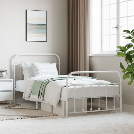Estructura cama sin colchón con estribo metal blanco 107x203 cm vidaXL