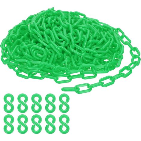 Chaîne en plastique verte, 39 pieds 6mm Chaîne de sécurité pour le contrôle de foule, file d'attente, parking, clôture, portail, concert, chantier et décoration (1/5)