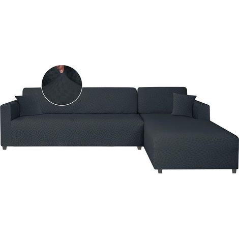 2-Piece Corner Sofa Cover, 2 Seater+3 Seater, Dark Grey (1/5)