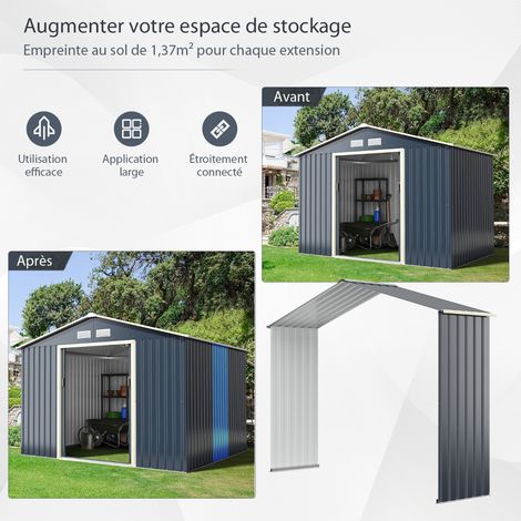 Extension d’Abri de Jardin en Acier pour Vélo Gris (1/2)
