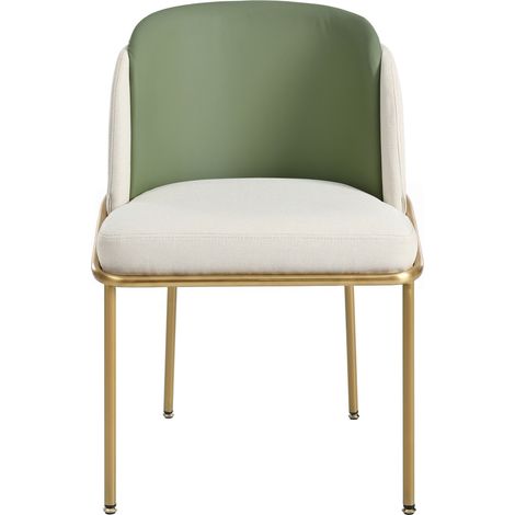 Moderner Esszimmerstuhl aus PVC-Kunstleder mit goldenen Eisenbeinen, Grün (1/5)