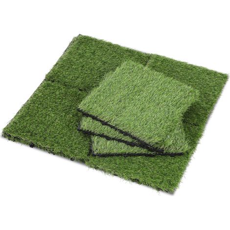 Randaco Piastrelle per terrazzo prato sintetico confezione da 88 pezzi 30x30cm 8m² con drenaggio ultra resistente (1/5)