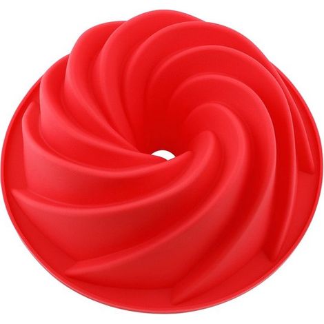 Solidchoice，Molde de silicona para turbantes，Molde para hornear，Rojo，Molde para pasteles，Apto para horno y congelador，23 cm (9 pulgadas) (1/5)