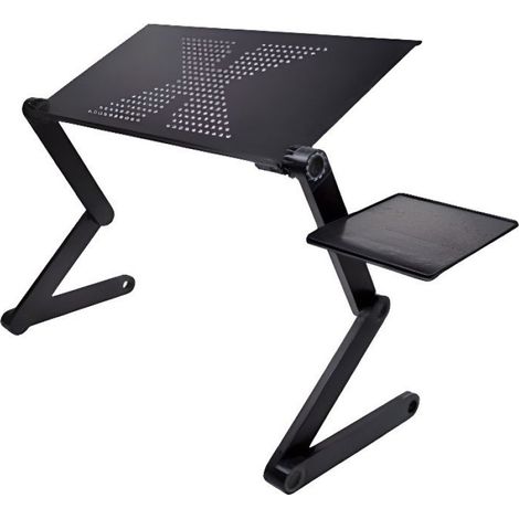 Bureau d’ordinateur portable pliable reglable Table Stand plateau d’ordinateur pour lit canape noir