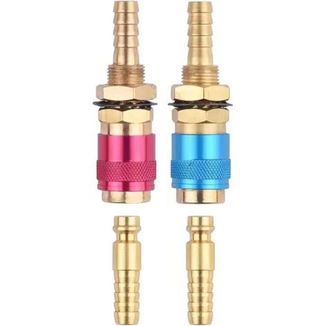 Lot de 2 adaptateurs de chalumeau de soudage Heavy Duty M 6/8/10 en laiton - Connexion rapide - Raccords en laiton - Torche de soudage TIG (1/5)