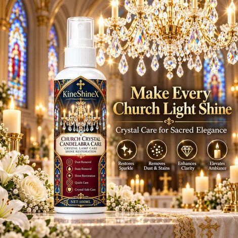 KineShineX Reinigungs- und Pflegespray für Kirchenleuchter – Entfernt Staub und Flecken von Kristallleuchtern und Kronleuchterornamenten (1/5)